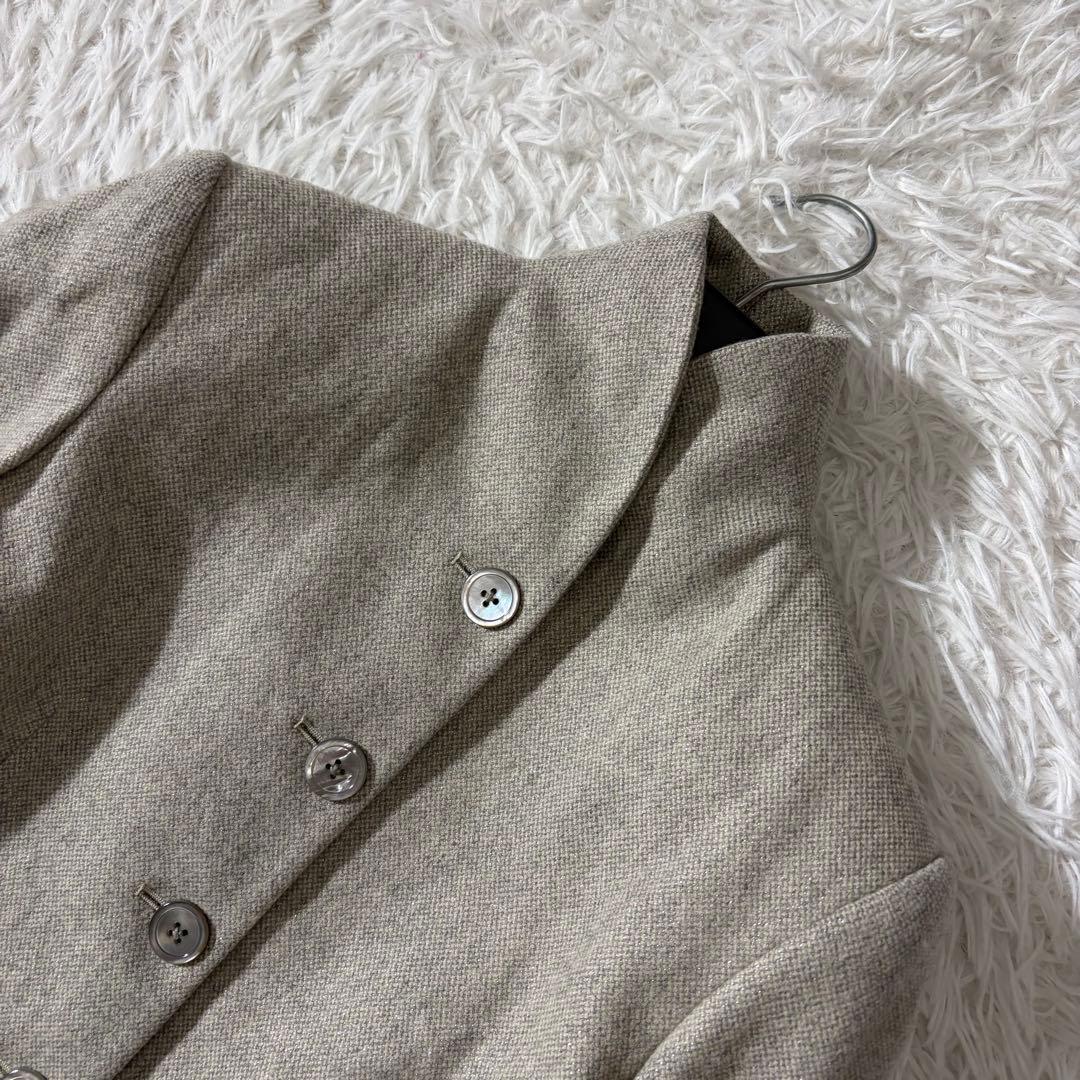 未使用級 ラルフローレン テーラードジャケット スタンドカラー カシミヤ混 ラメ