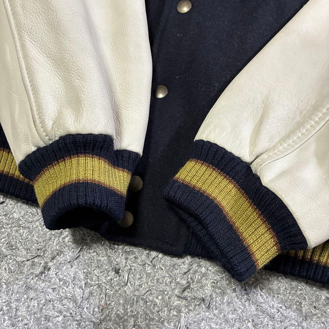 【良品】ケント スタジャン 刺繍 ワッペン 袖レザー ヴィンテージ ライナー M