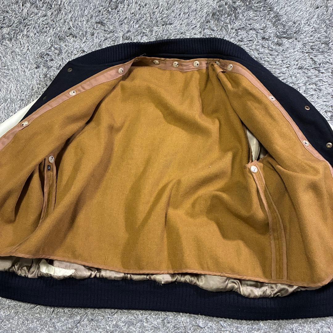 【良品】ケント スタジャン 刺繍 ワッペン 袖レザー ヴィンテージ ライナー M