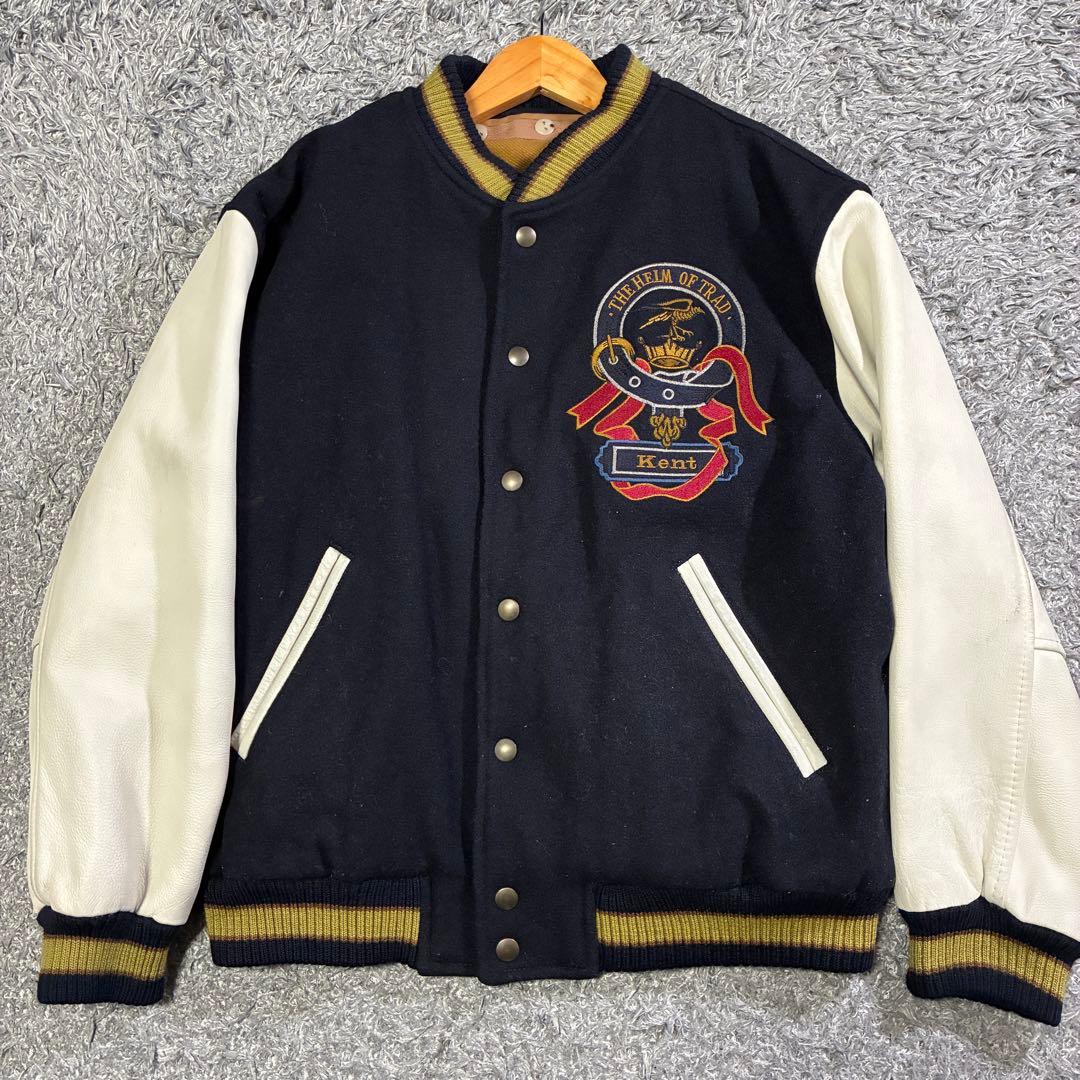 【良品】ケント スタジャン 刺繍 ワッペン 袖レザー ヴィンテージ ライナー M