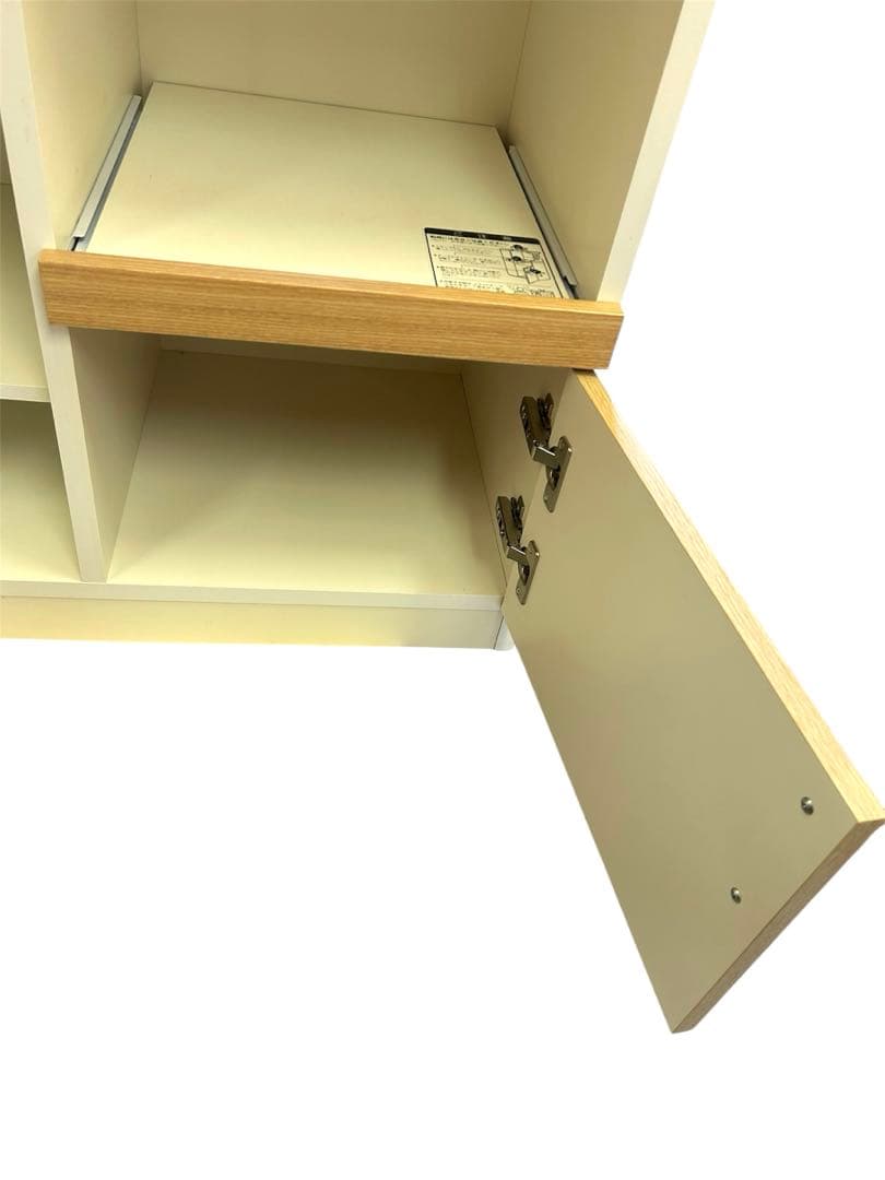 レンジボード コンセント付き モダンキッチン収納キャビネット ガラス扉付き 美品