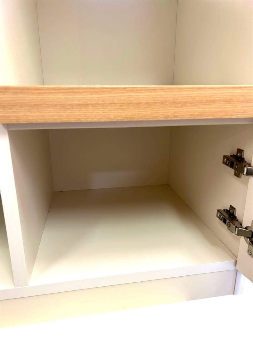 レンジボード コンセント付き モダンキッチン収納キャビネット ガラス扉付き 美品