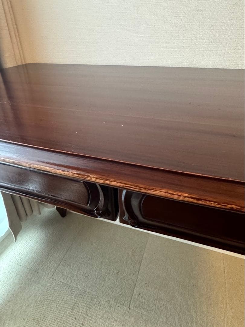 デスク 机 マホガニー 無垢材 アンティーク調 クラシック マホガニー猫足デスク