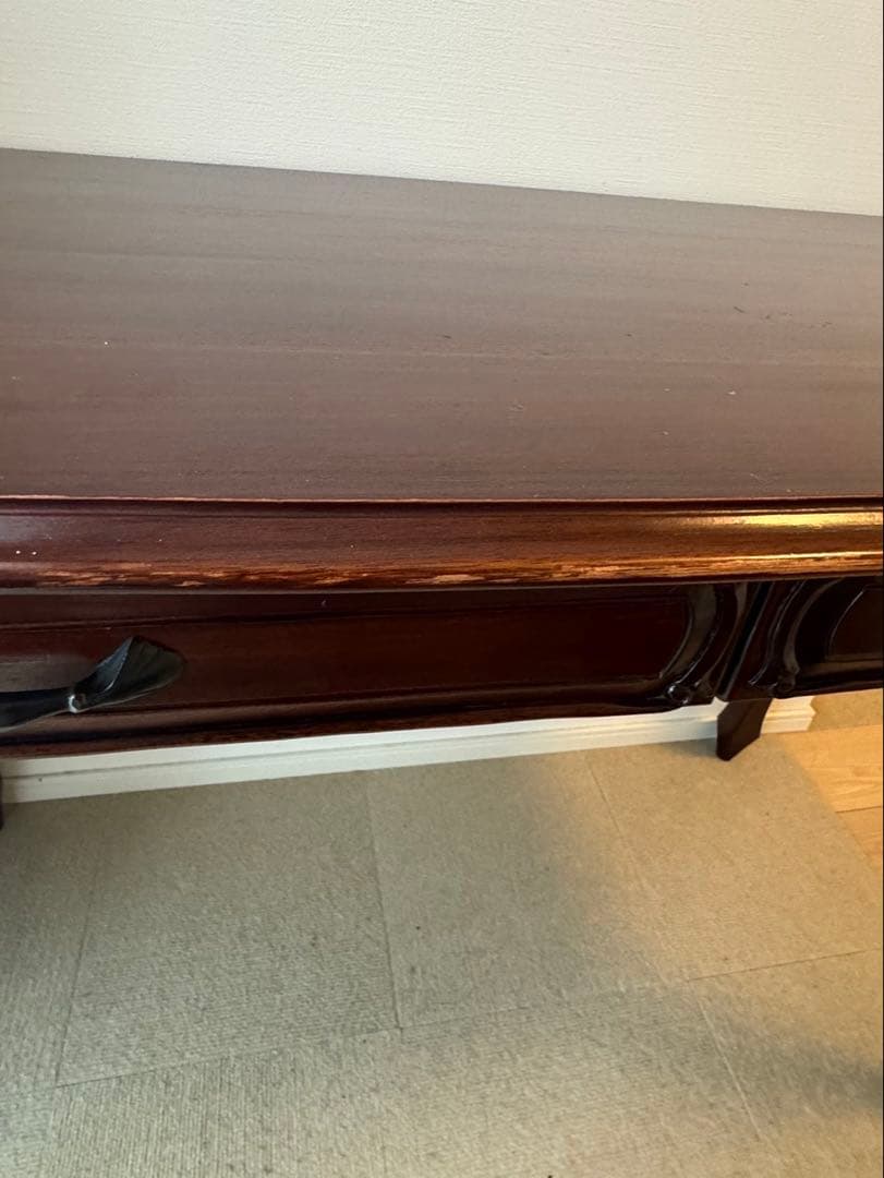 デスク 机 マホガニー 無垢材 アンティーク調 クラシック マホガニー猫足デスク