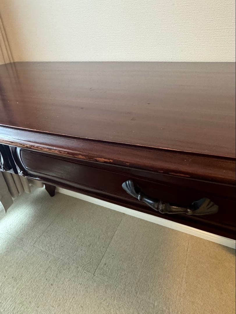 デスク 机 マホガニー 無垢材 アンティーク調 クラシック マホガニー猫足デスク