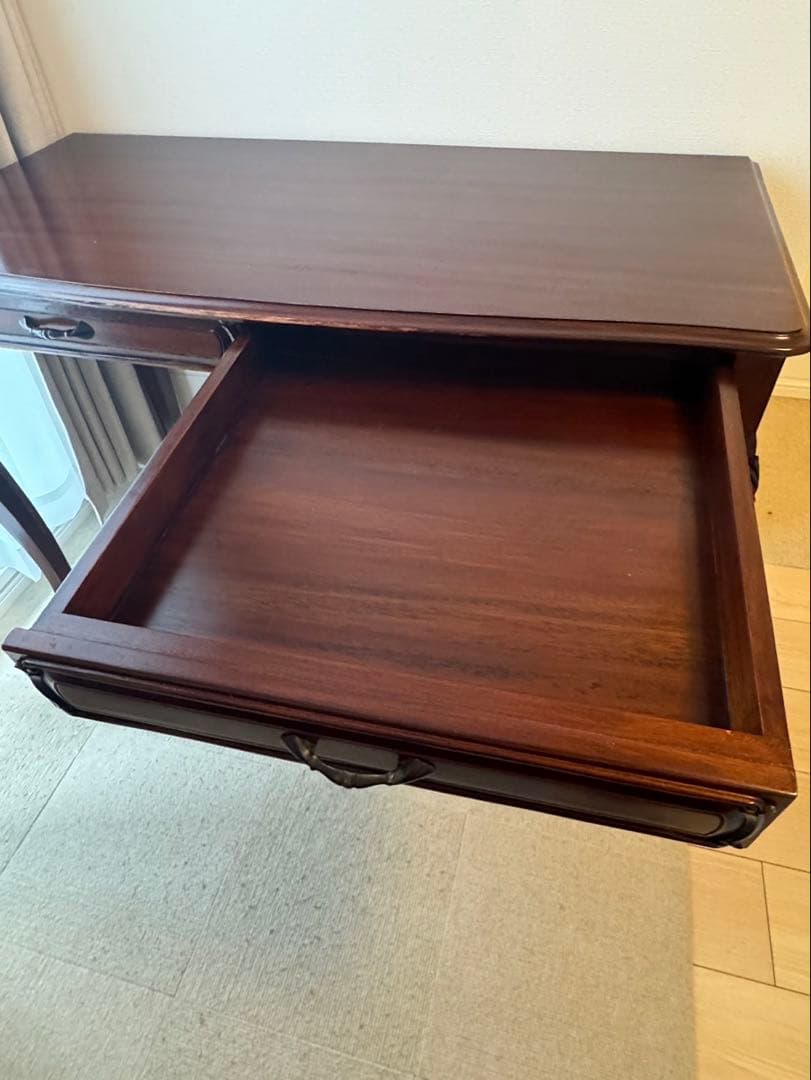 デスク 机 マホガニー 無垢材 アンティーク調 クラシック マホガニー猫足デスク