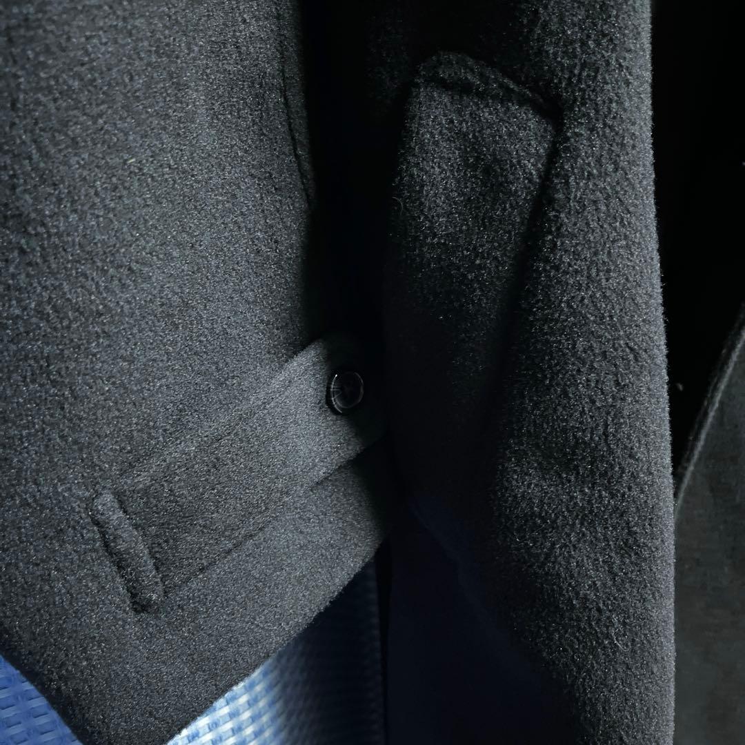 新品★ETELIO ウール混メルトンダブルチェスターコート S ブラック