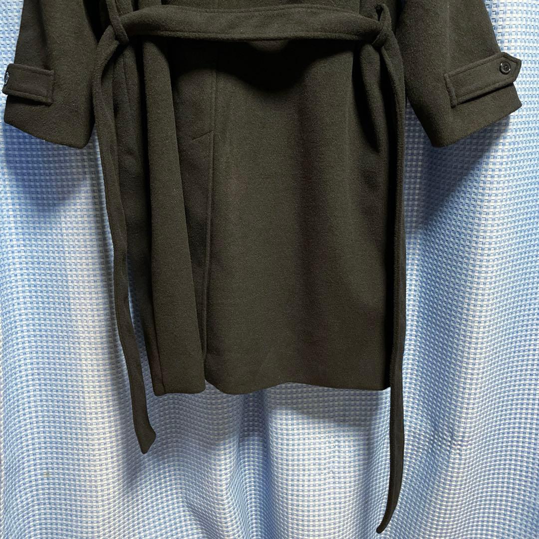 新品★ETELIO ウール混メルトンダブルチェスターコート S ブラック