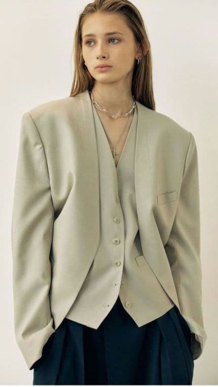 ロウクラシック　Low classic ノーカラージャケット　ベスト　L