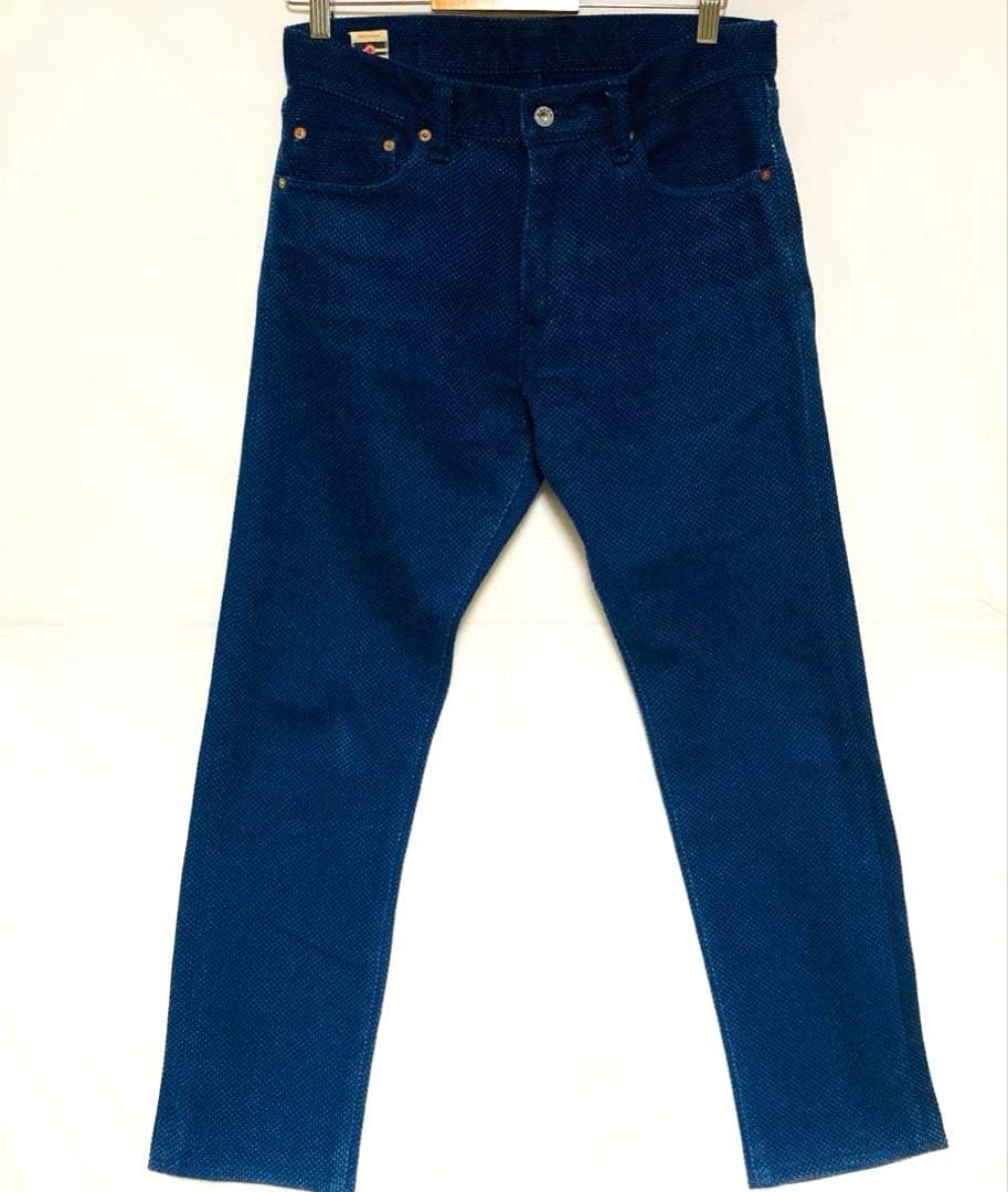 桃太郎ジーンズ W32 刺し子ナローテーラードパンツ M〜L相当 日本製