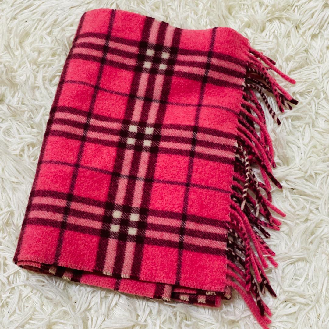 BURBERRY BLUE LABEL ノバチェック マフラー ピンク 美品