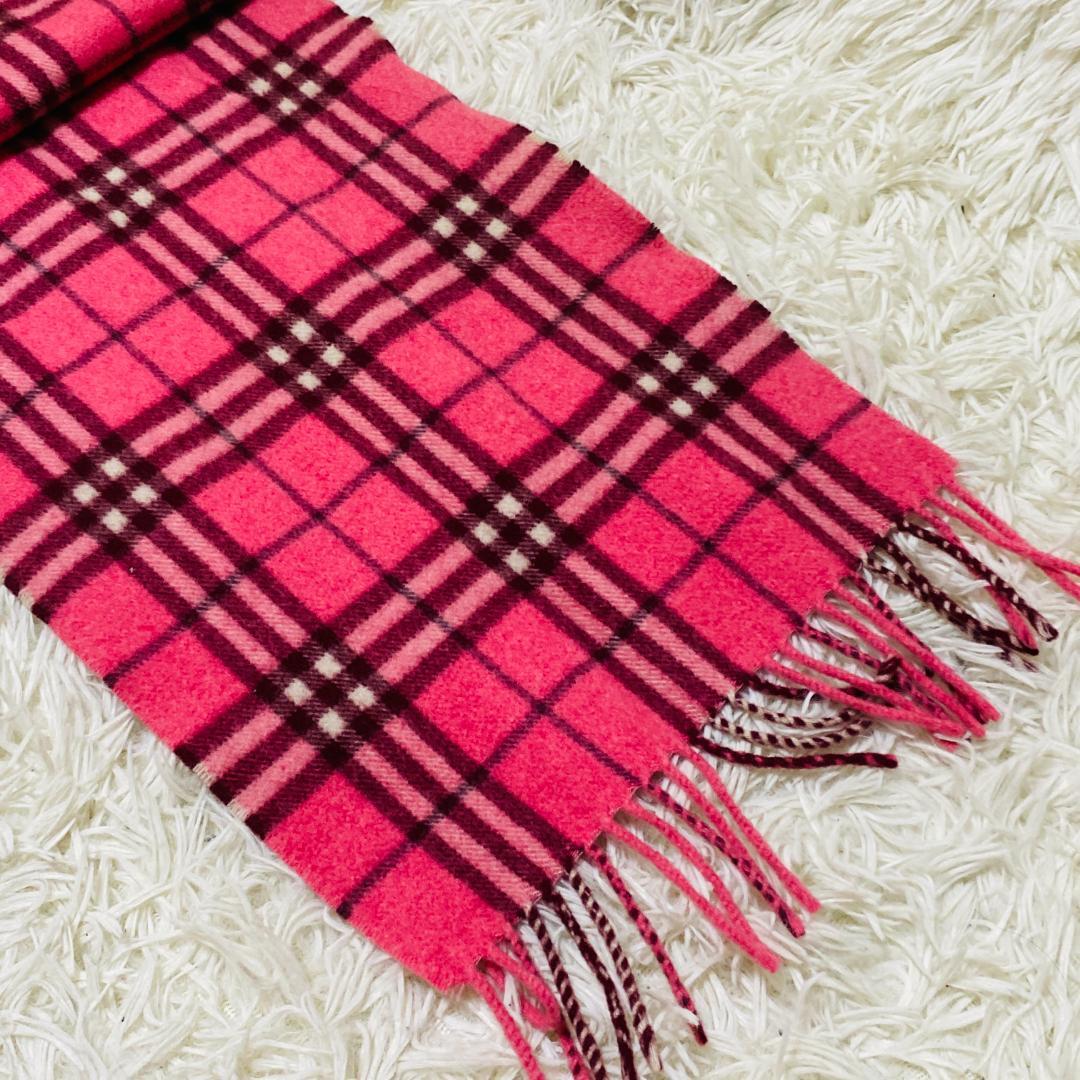BURBERRY BLUE LABEL ノバチェック マフラー ピンク 美品