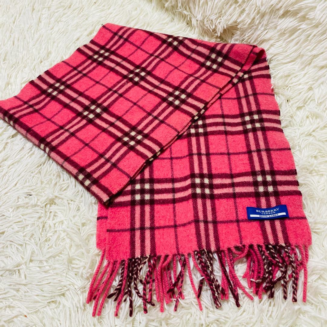 BURBERRY BLUE LABEL ノバチェック マフラー ピンク 美品