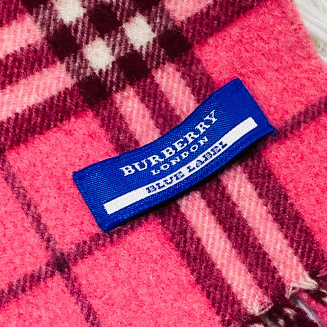 BURBERRY BLUE LABEL ノバチェック マフラー ピンク 美品