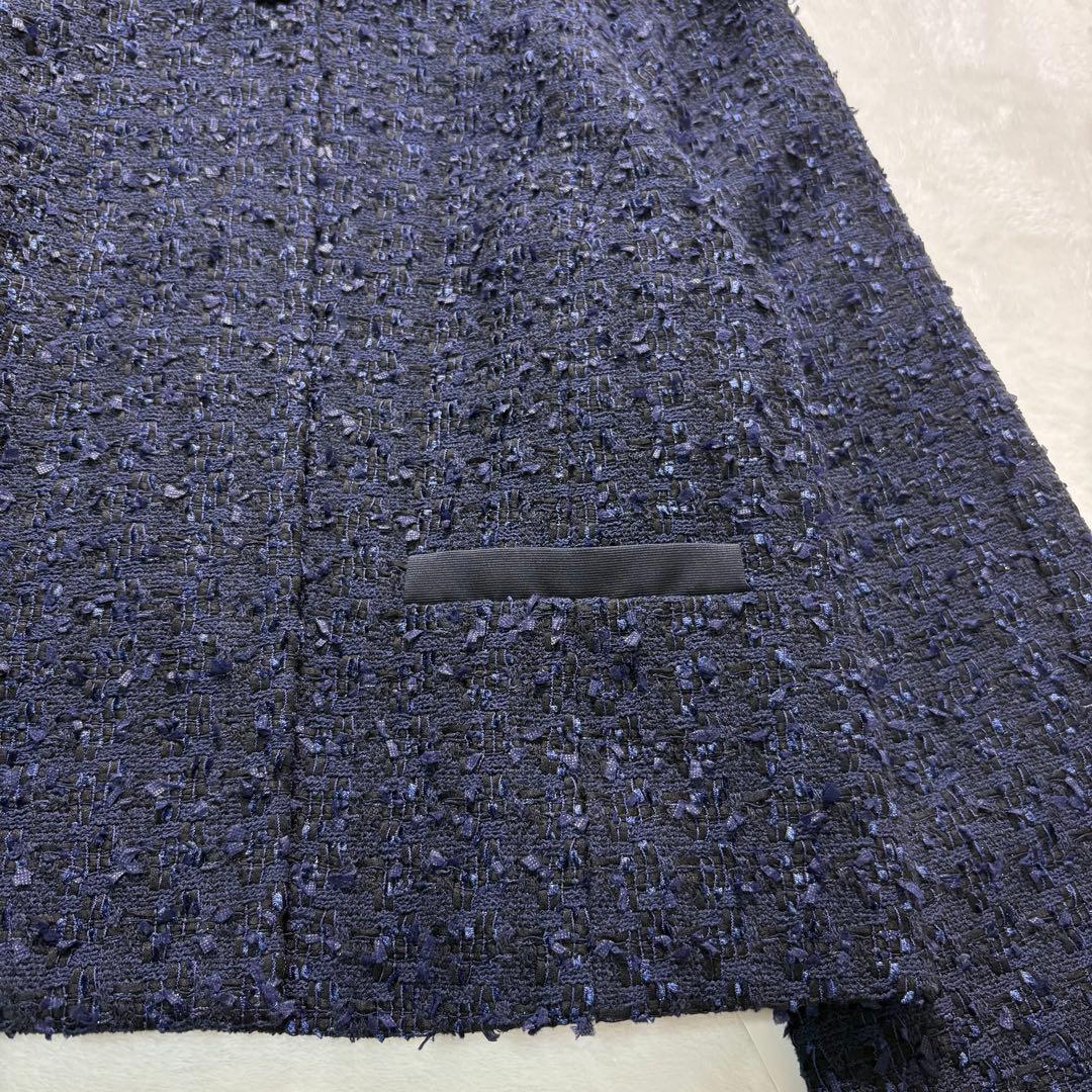 【新品・大きいサイズ】TO BE CHIC　ツイード　ノーカラー　ジャケット