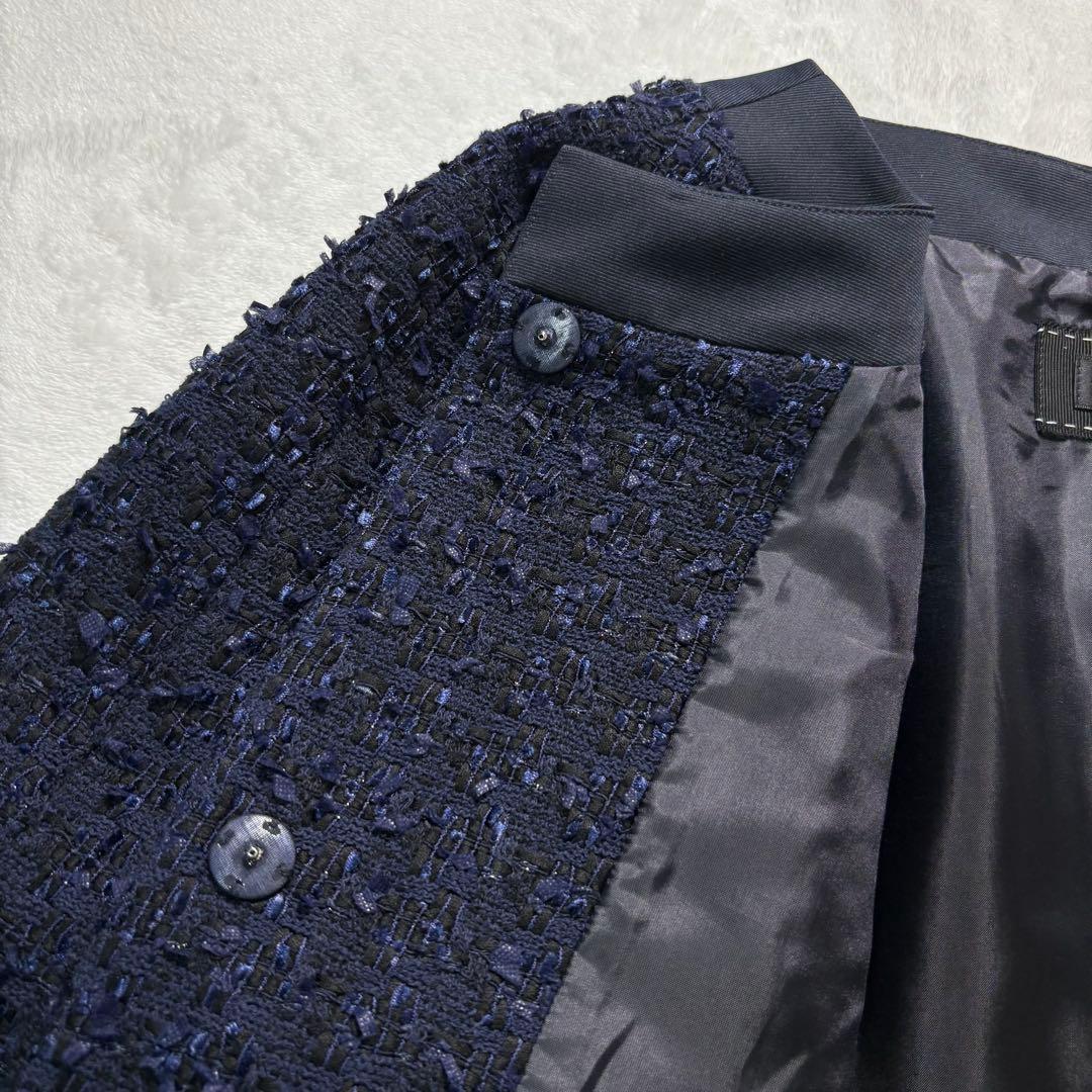 【新品・大きいサイズ】TO BE CHIC　ツイード　ノーカラー　ジャケット