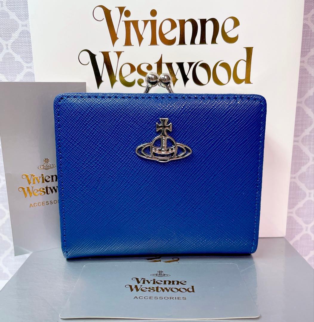 【最新◇ショッパー付】新品 ヴィヴィアン・ウエストウッド　2つ折り財布 ブルー