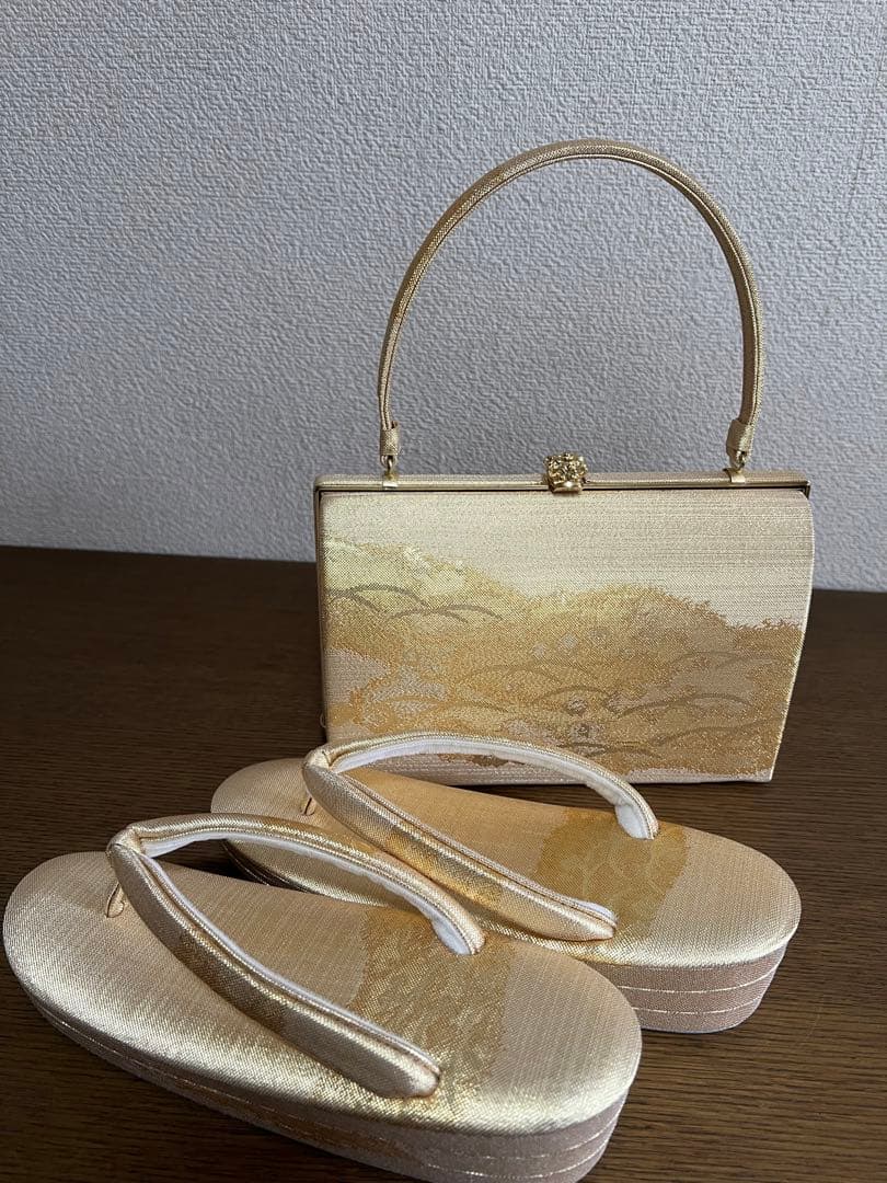 留め袖用バッグと草履、扇子セット　結婚式