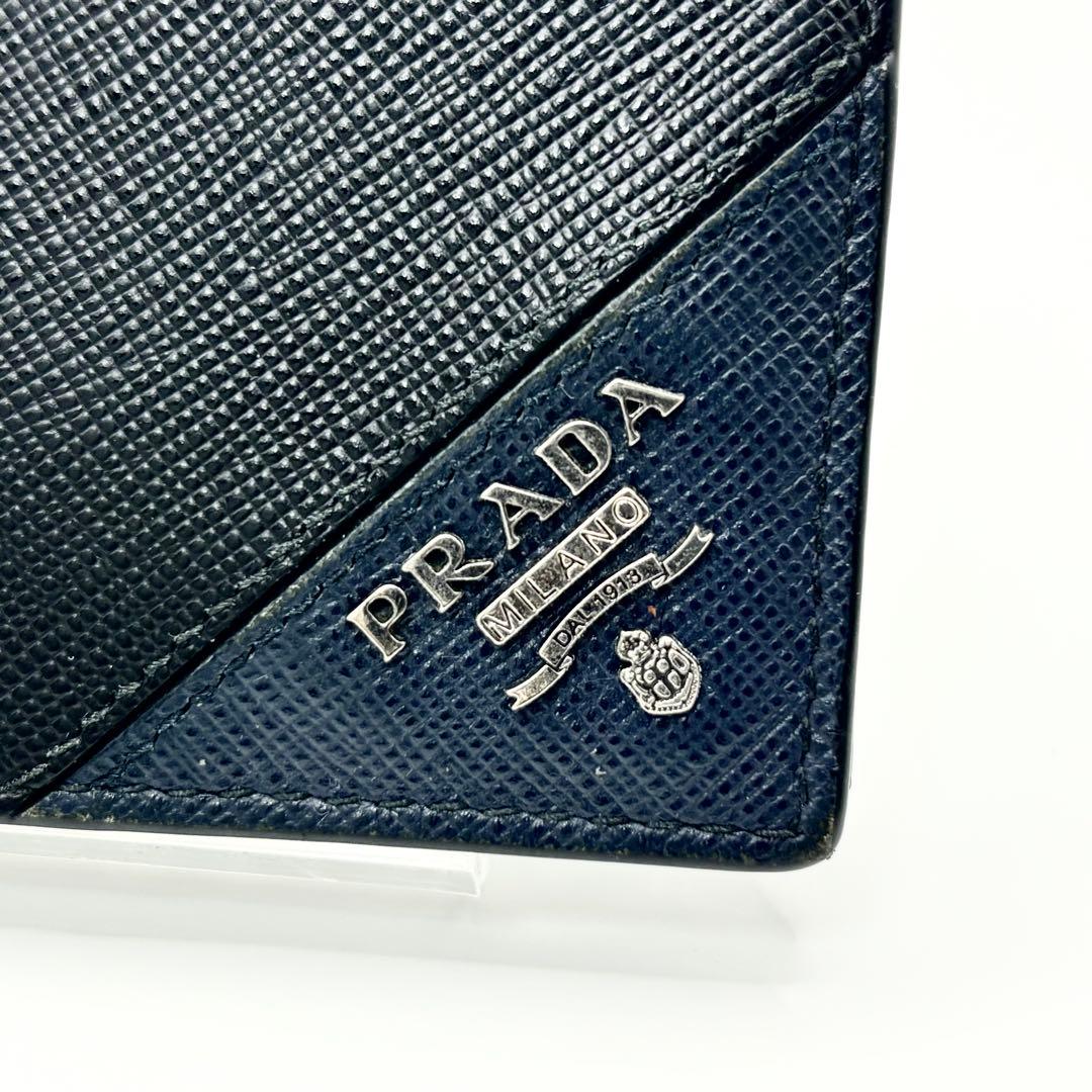 ✨現行品✨PRADA マネークリップ　サフィアーノレザー　メタルロゴ　ブラック