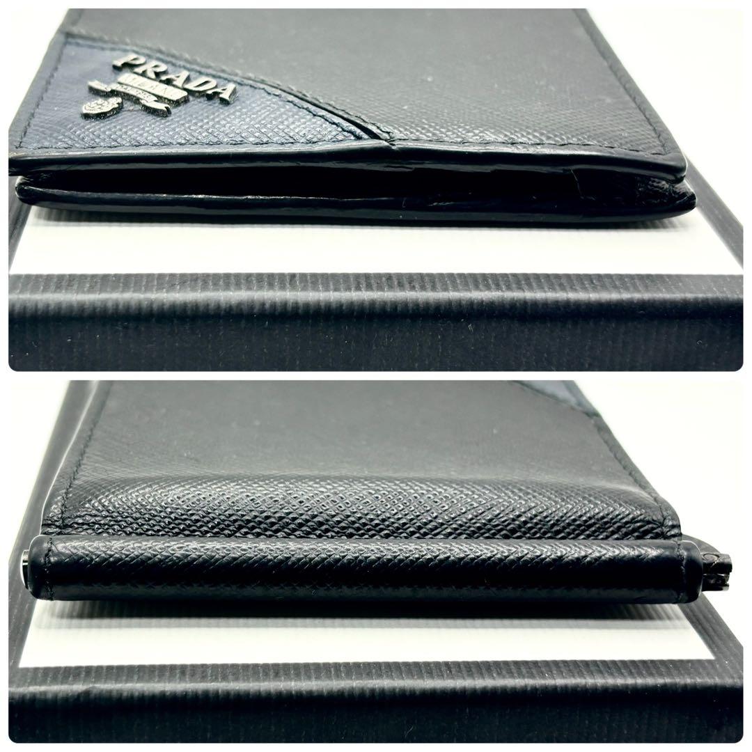 ✨現行品✨PRADA マネークリップ　サフィアーノレザー　メタルロゴ　ブラック