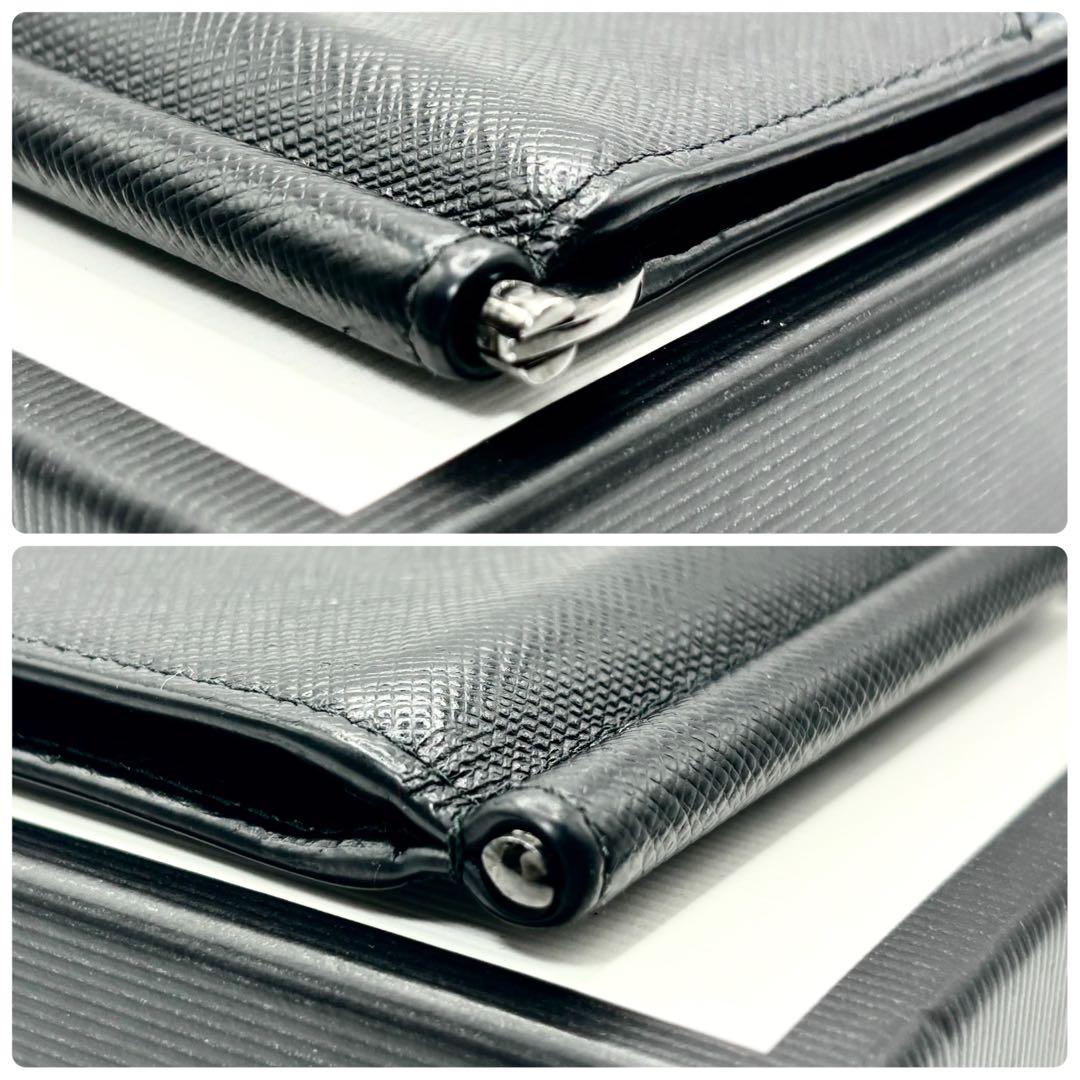 ✨現行品✨PRADA マネークリップ　サフィアーノレザー　メタルロゴ　ブラック