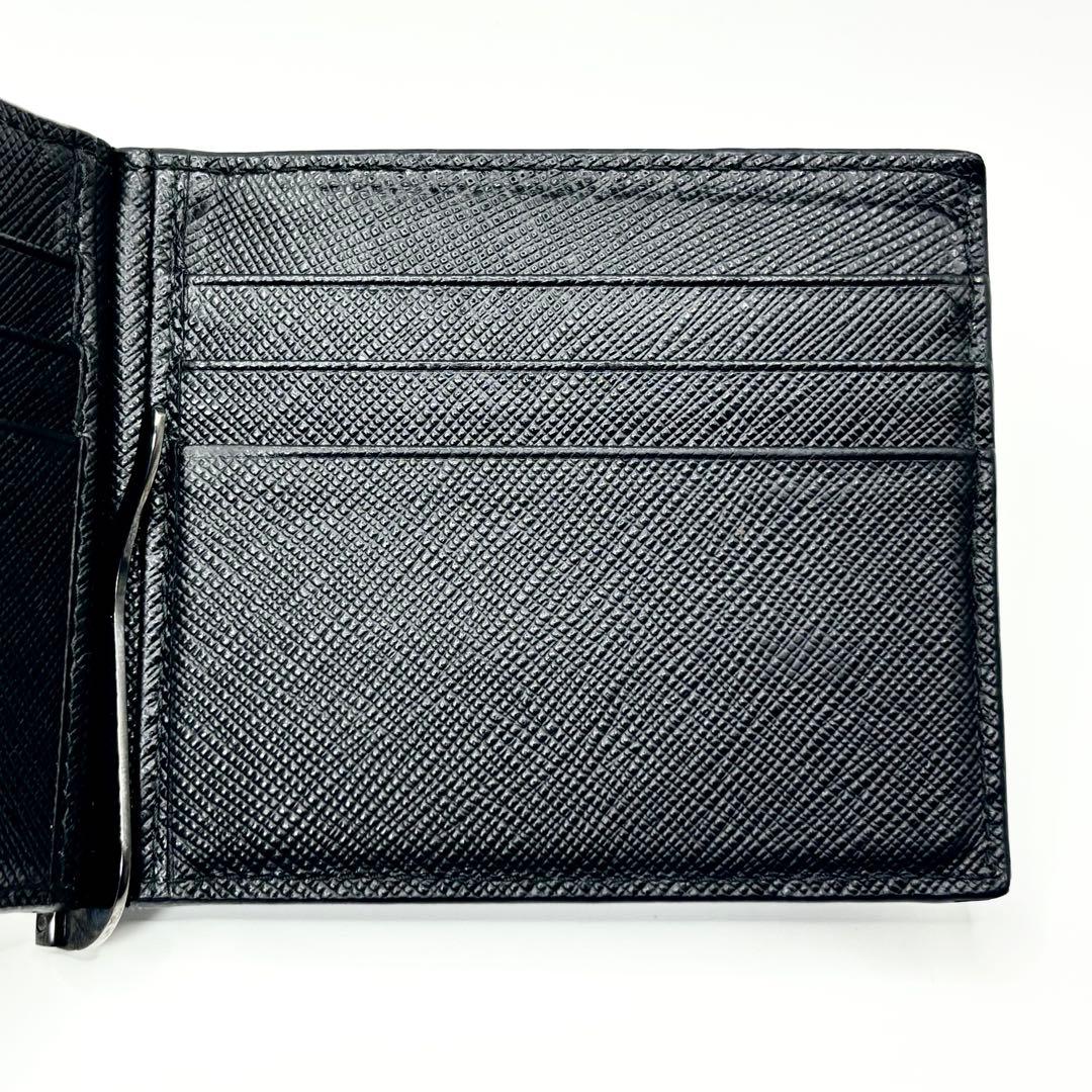 ✨現行品✨PRADA マネークリップ　サフィアーノレザー　メタルロゴ　ブラック