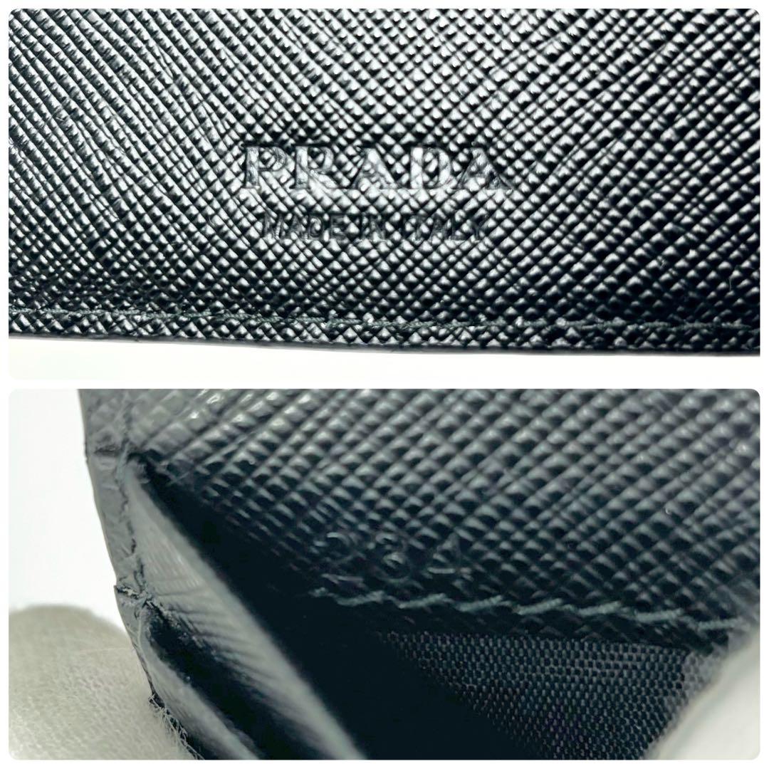✨現行品✨PRADA マネークリップ　サフィアーノレザー　メタルロゴ　ブラック