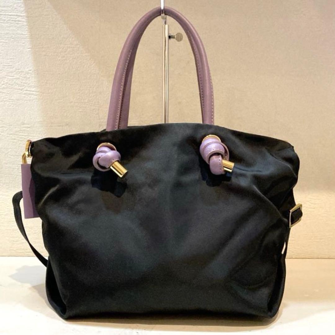 【美品】VIOLAd’ORO BIANCA トートバッグ S 2WAY 黒