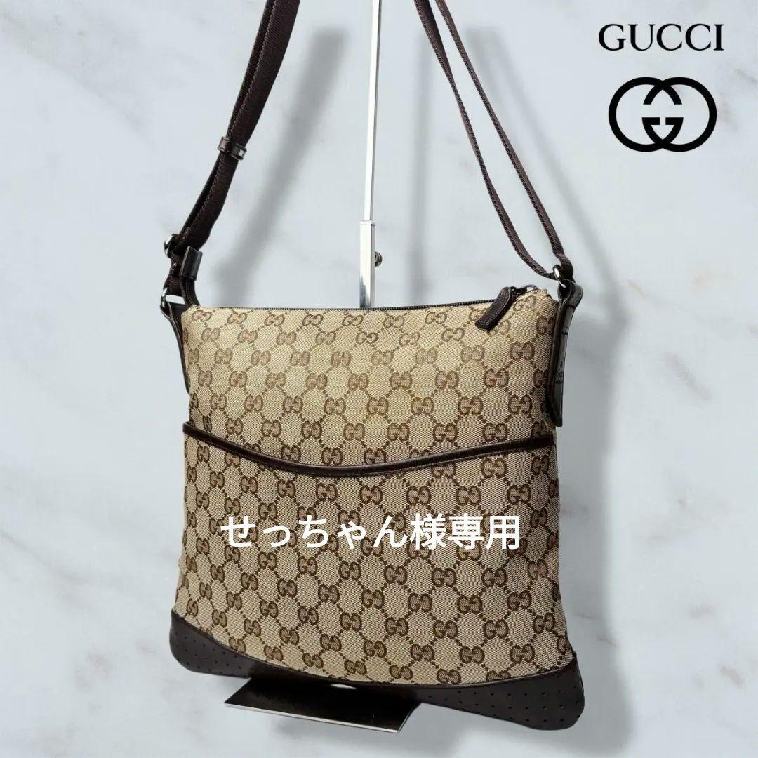 041 美品 GUCCI ショルダーバッグ GGキャンバス 斜めがけ b5