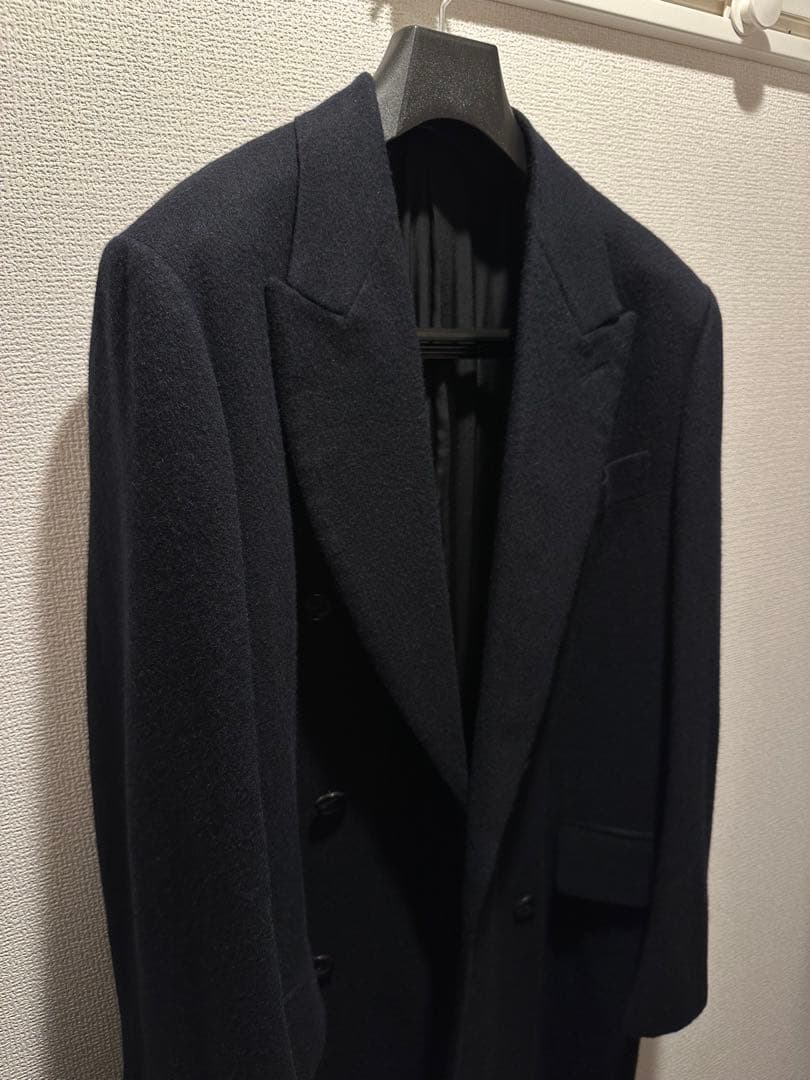 未使用品 COMOLI 22aw カシミヤダブルチェスターコート ネイビー　2