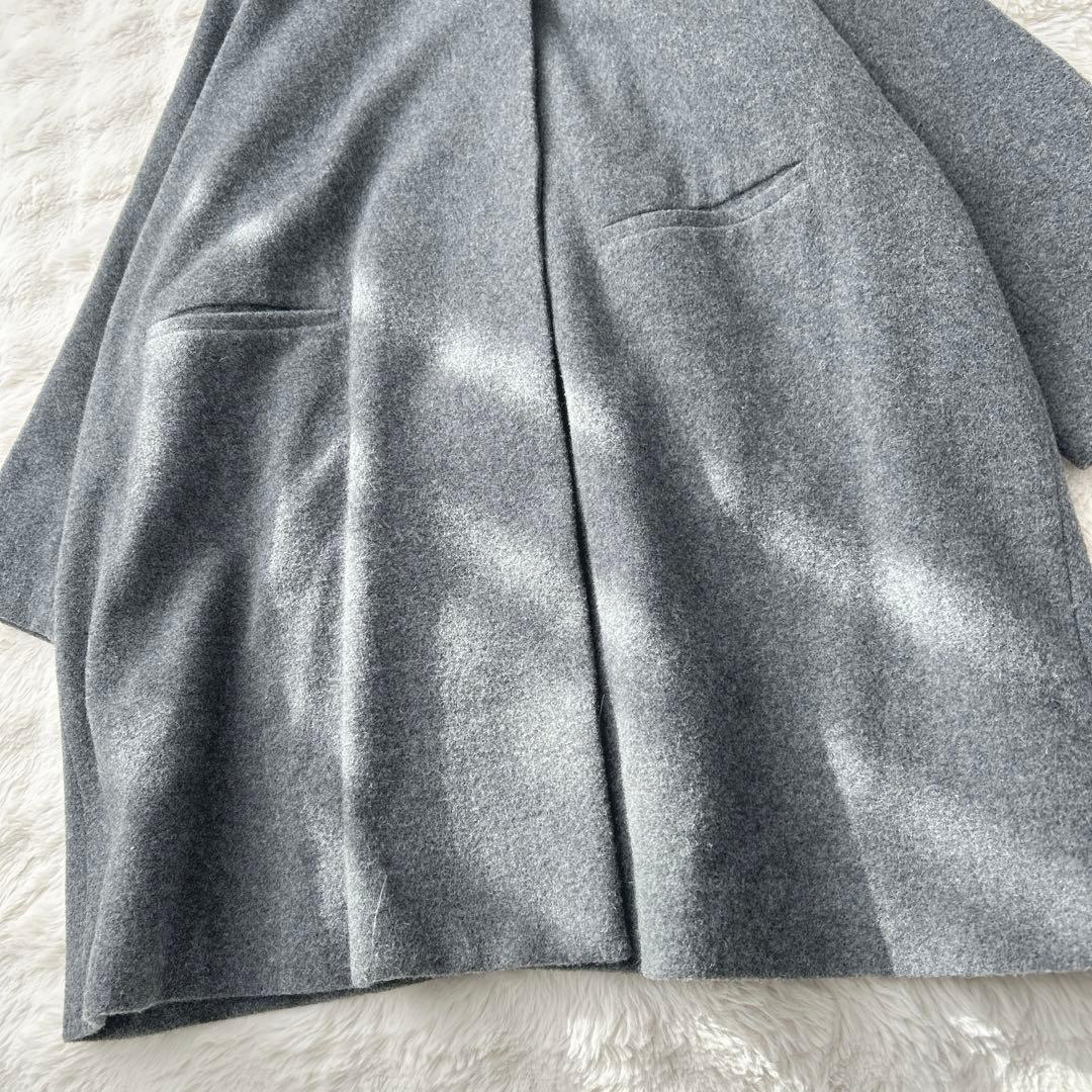 ミズイロインド★ウール混　スタンドカラーコート　グレー
