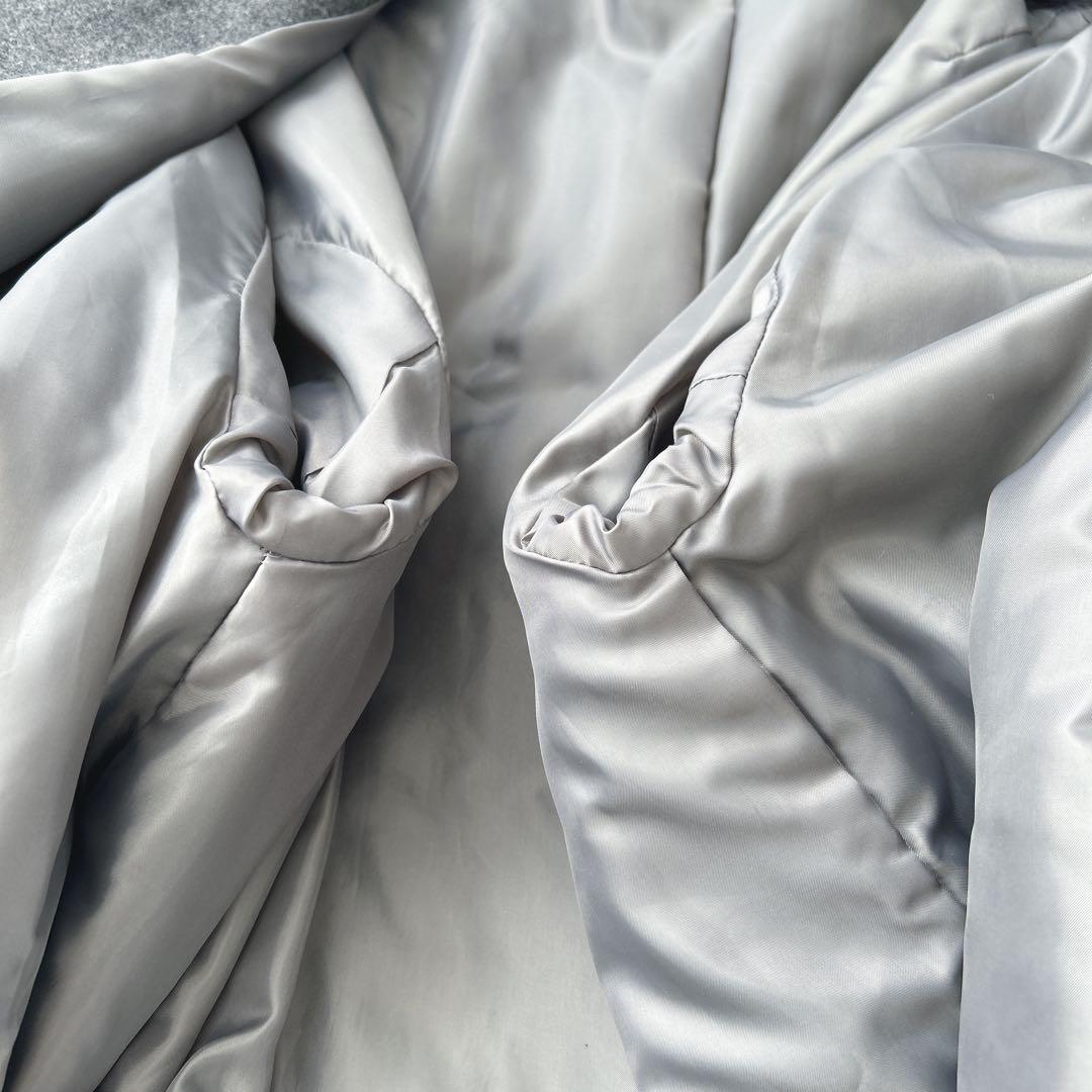 ミズイロインド★ウール混　スタンドカラーコート　グレー