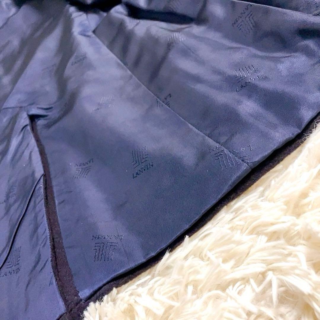 【カシミヤ100%・ロゴ総柄】LANVIN　テーラード　ネイビー　L　美品　伊製