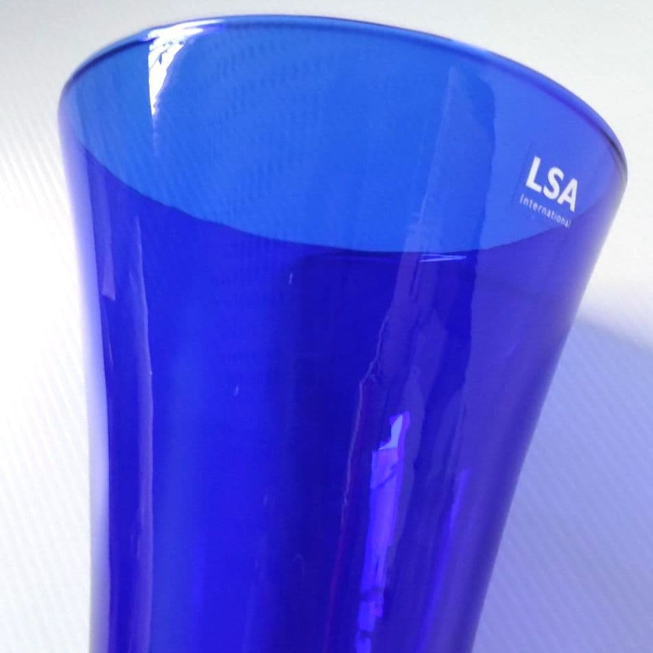 LSA エルエスエー フラワーベース ガラス 花器 花瓶 ブルー コバルトブルー