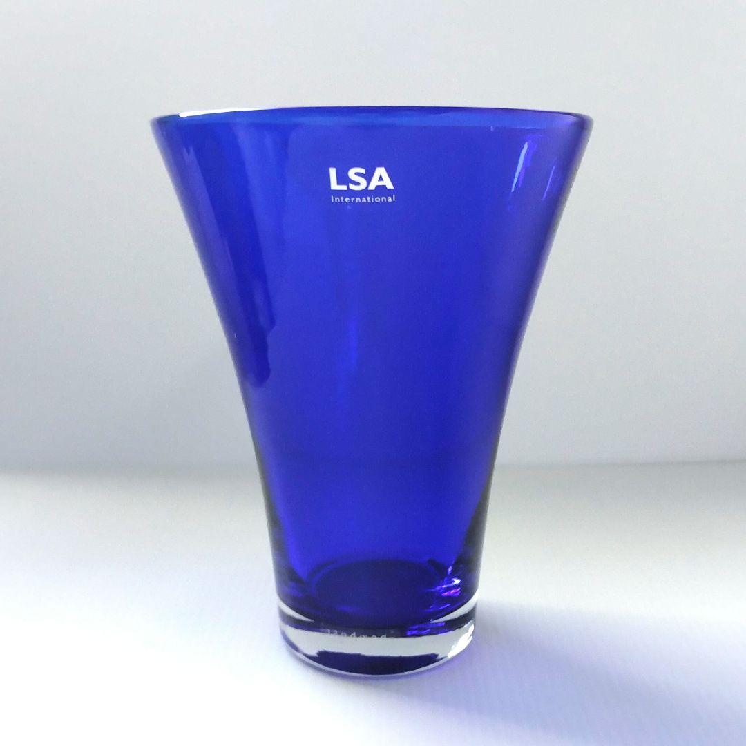 LSA エルエスエー フラワーベース ガラス 花器 花瓶 ブルー コバルトブルー