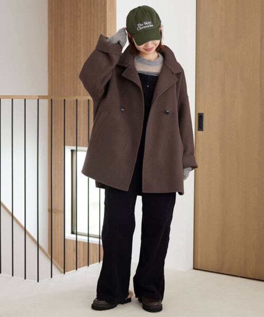SLOBEIENA souple woolダブルフェイススタンドコート