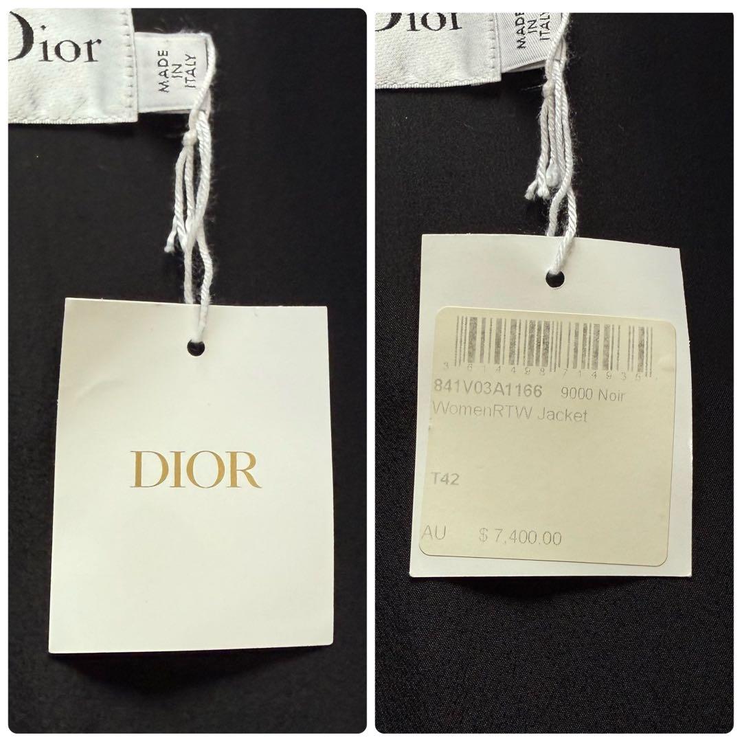 現行★クリスチャンディオール バージャケット ダブル ウールシルク 黒 46