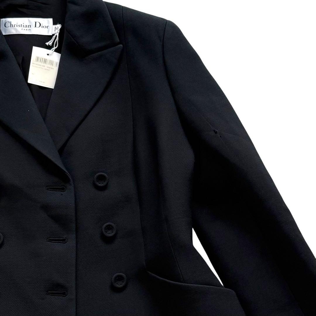 現行★クリスチャンディオール バージャケット ダブル ウールシルク 黒 46