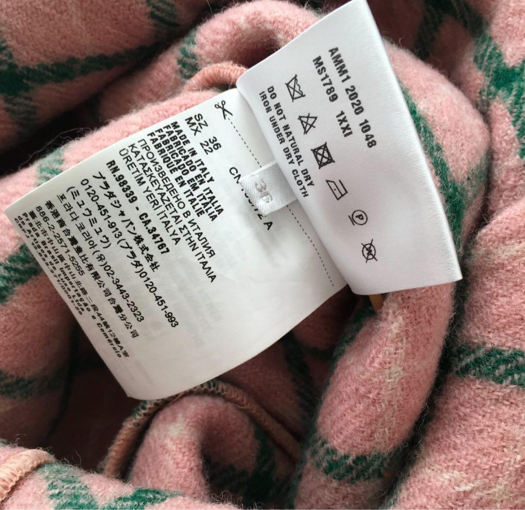 極美品 miu miu ミュウミュウ 　チェック　ロング　コート