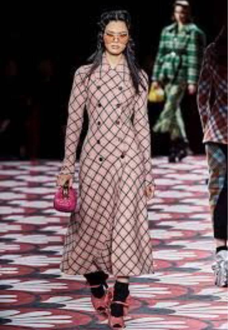 極美品 miu miu ミュウミュウ 　チェック　ロング　コート