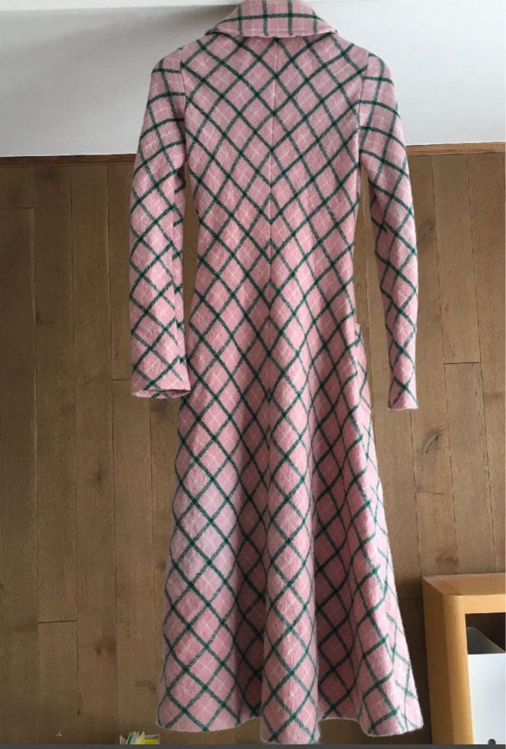 極美品 miu miu ミュウミュウ 　チェック　ロング　コート