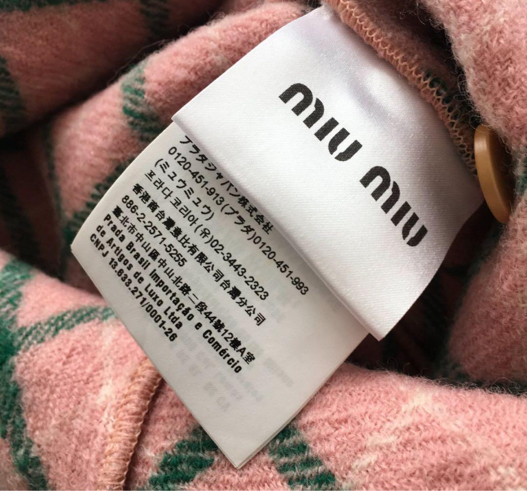 極美品 miu miu ミュウミュウ 　チェック　ロング　コート