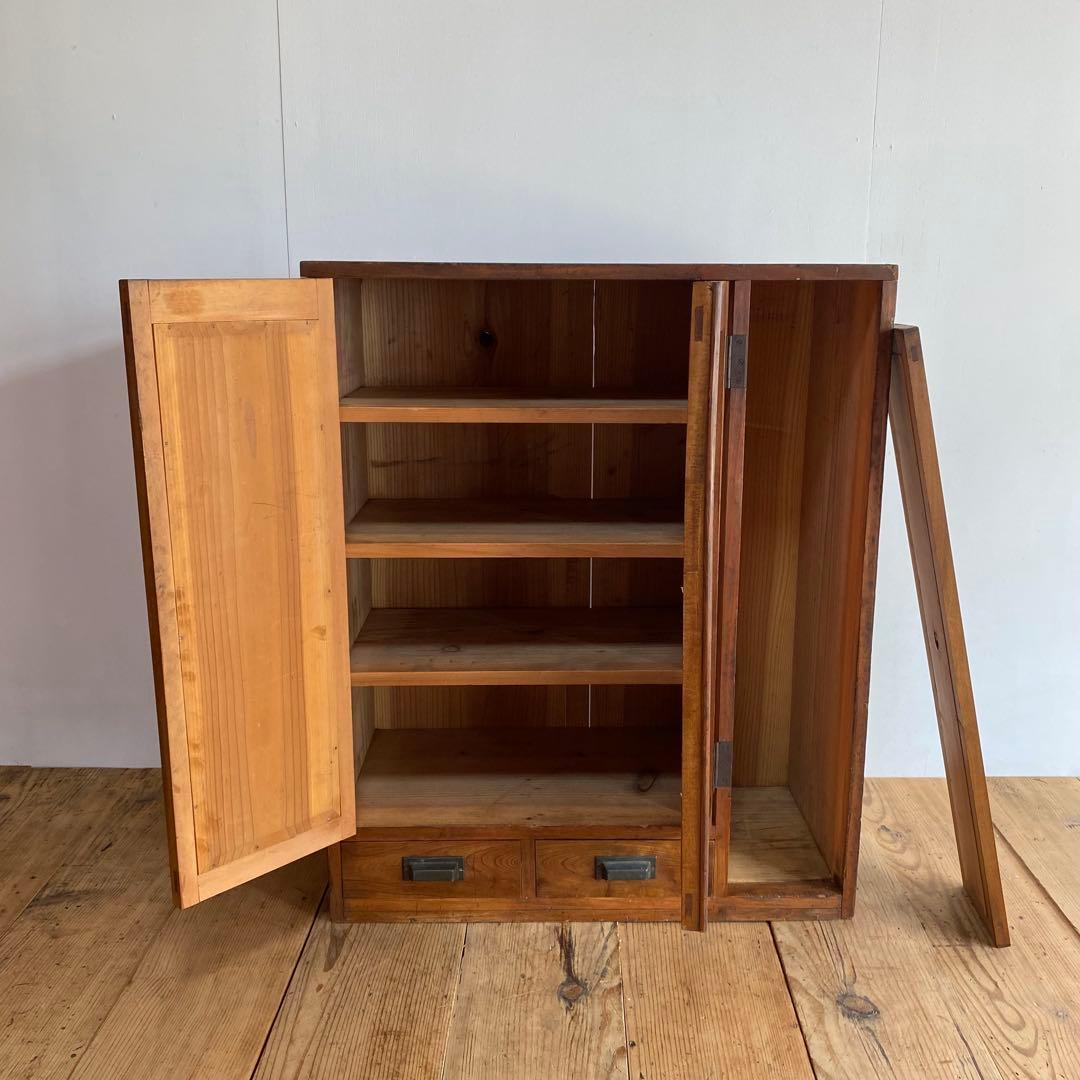 アンティーク チェスト 棚 本棚 食器棚 無垢材 z857