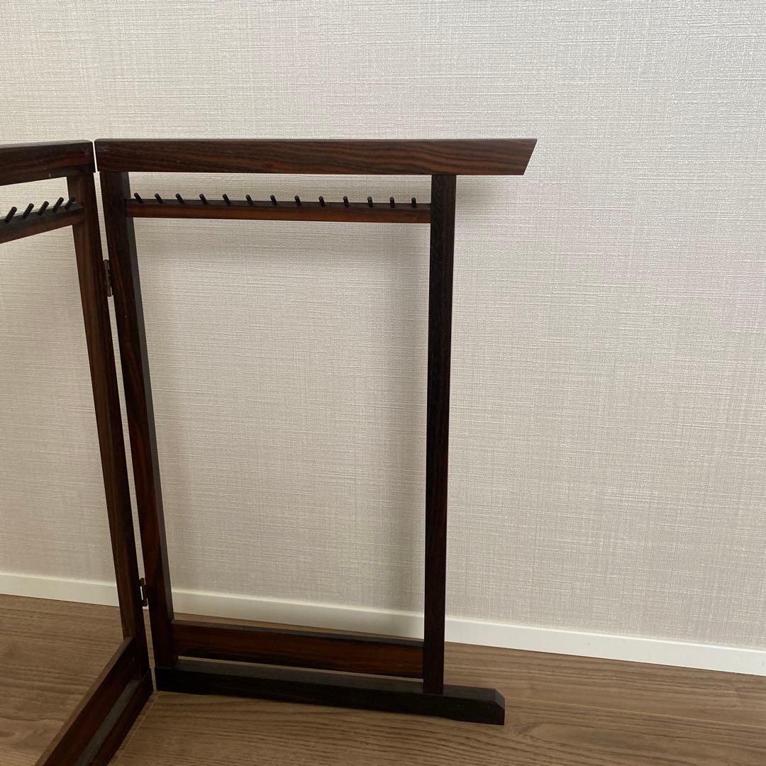 唐木黒檀製 大型筆掛 書道具 筆掛け　骨董