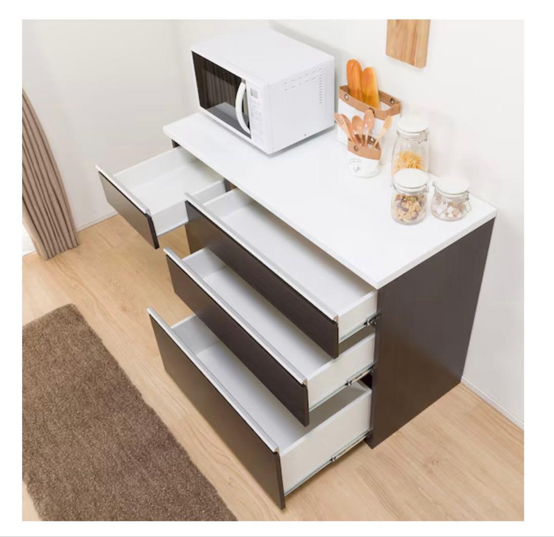 ニトリ　ダークブラウン キッチンカウンター