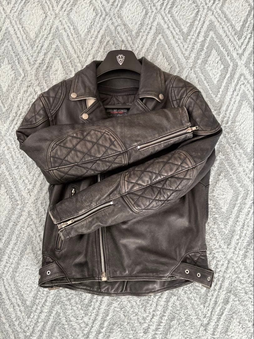 402希少L◎アレンネス レザーライダース 本革 ライティングジャケット