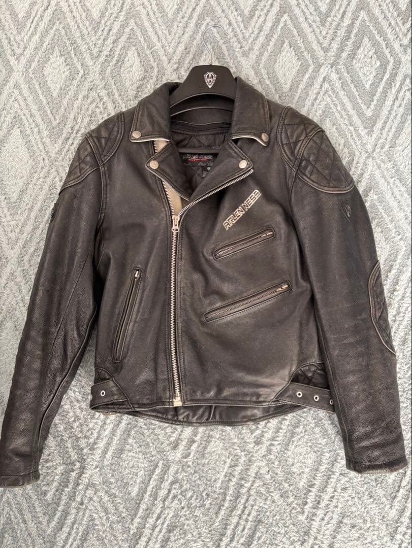 402希少L◎アレンネス レザーライダース 本革 ライティングジャケット