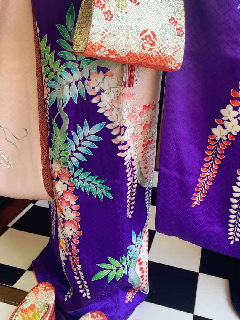 七五三7歳様フルセット紫とピンクの藤柄着物