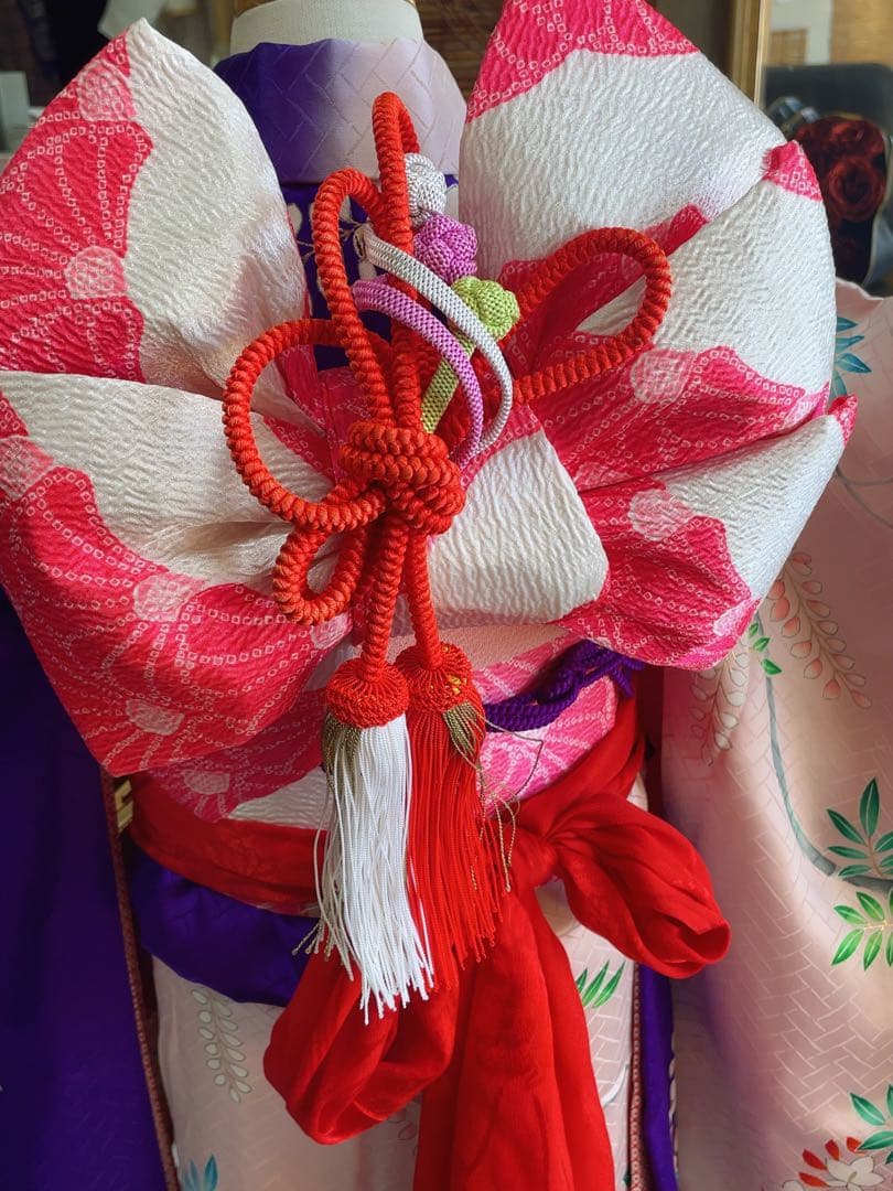 七五三7歳様フルセット紫とピンクの藤柄着物