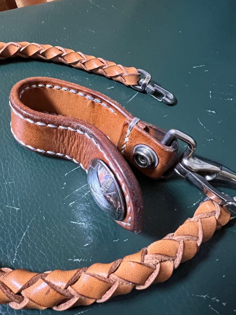 新品トップイタリアン革 ウォレットロープと純銀付ループホルダー